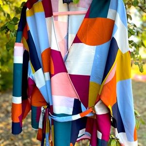 NWOT Eloquii Colorful Wrap Blouse